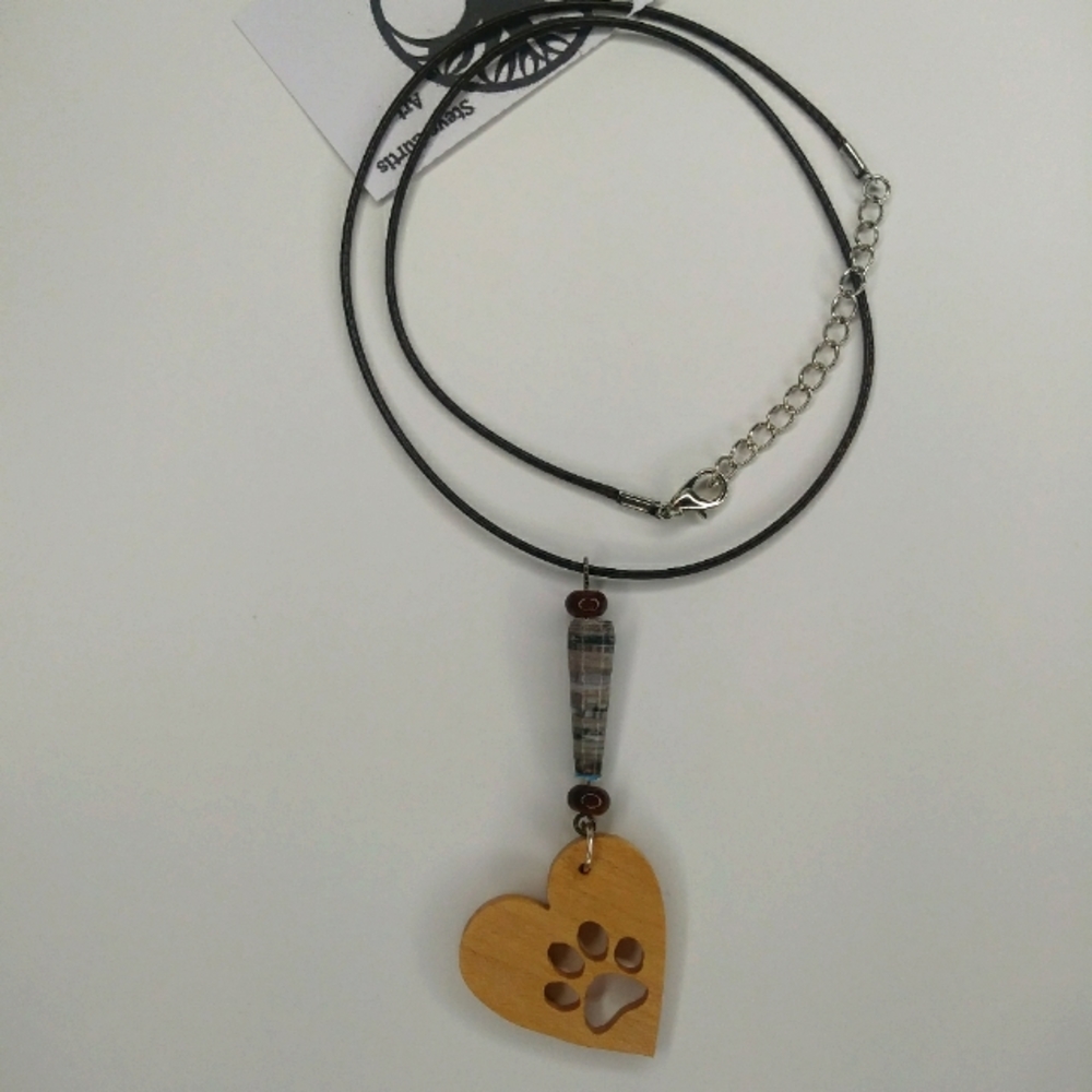 Handmade Wood Cat Paw Necklace